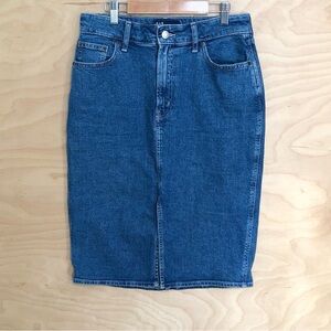 GAP Denim Midi Skirt Blue Índigo Slit Womens Sz 8/29.